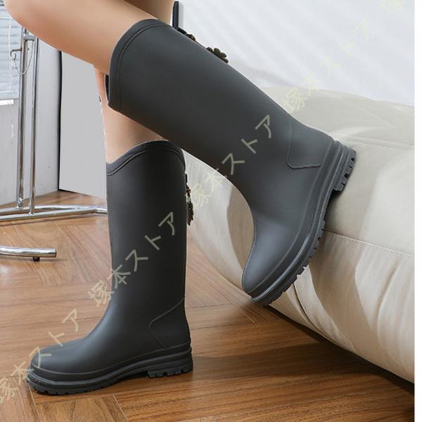 レインブーツ レディース ロング レインシューズ 防水シューズ 超軽量 折りたたみ可能 オフィス 梅...