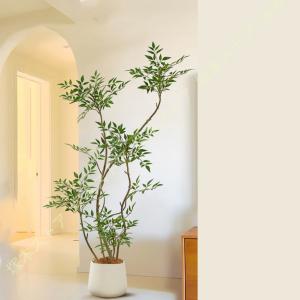 ナンテン フェイクグリーン 造花 人工観葉植物 大型 リビング飾り オフィス飾り キッチン 玄関 テレビ横 ナンテンの人工木 大型鉢植え 生きているよう