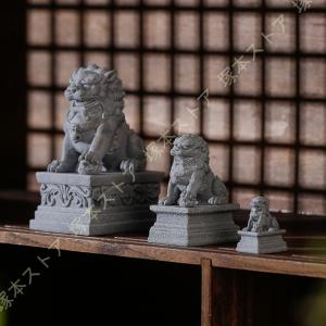 獅子　置物　オス 狛犬 置物 獅子 シーサー玄関 神棚 風水 雄雌セット 一対 風水