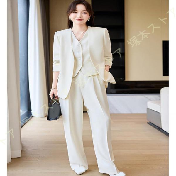 パンツスーツ レディース セットアップ ジャケット 春 秋 冬 通勤 事務服 結婚式 ビジネス 面接...