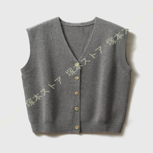 レディース セーターニットベスト 前開き Vネック 重ね着 ノースリーブ ボタン 無地 ゆったり 春...