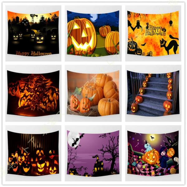 ハロウィン タペストリー 壁掛け カラス コウモリ 夕焼け空に浮かぶ満月 星空 インテリア 多機能 ...