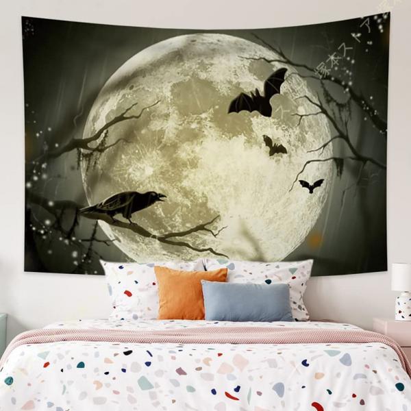 タペストリー ハロウィーン 怖い 雰囲気 おしゃれ壁掛け 装飾布 カラス ゴースト 月夜 インテリア...