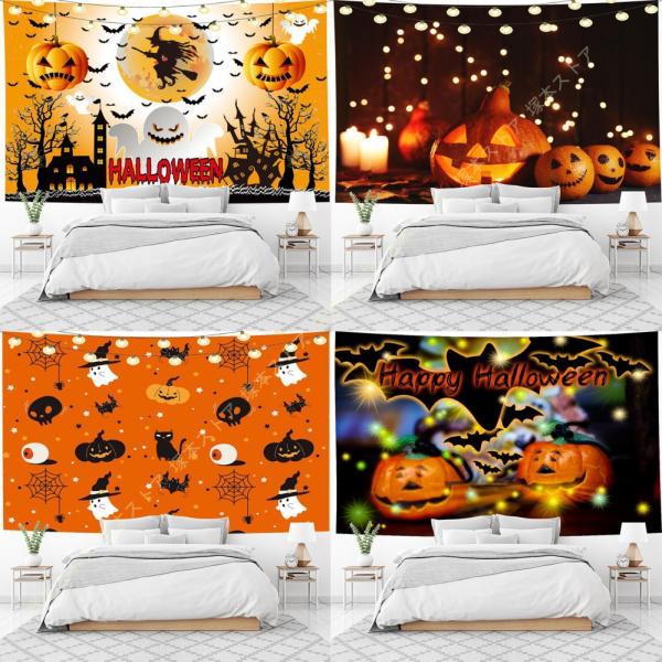 タペストリー ハロウィン飾り カボチャ 月夜 お城と蝙蝠 仮装 コスプレ 壁掛け 多機能 おしゃれ ...