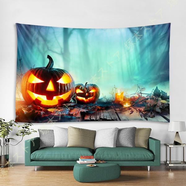 タペストリー ハロウィン飾り カボチャ 月夜 お城と蝙蝠 仮装 コスプレ 壁掛け 多機能 おしゃれ ...