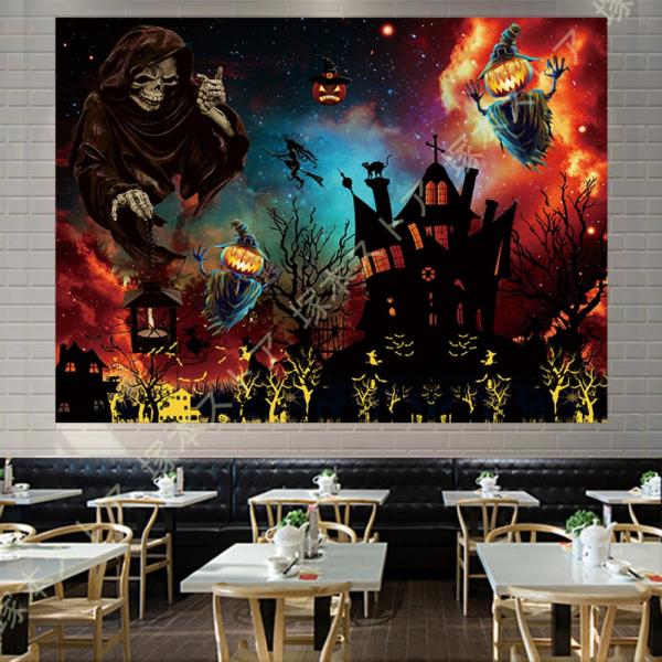 タペストリー ハロウィン カボチャ 月夜 魔女 壁掛け インテリア 布ポスター おしゃれ 壁飾り 撮...