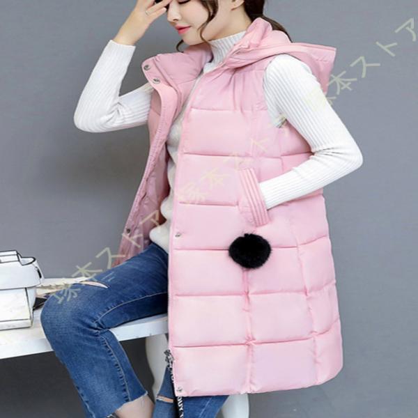 ロング ダウンベスト 軽量 おしゃれ レディース ライト 大きい チョッキ アウター ノースリーブ ...