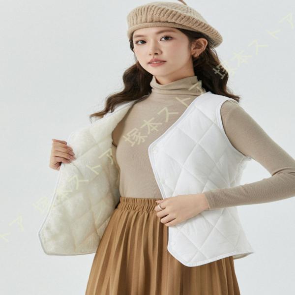 ダウンベスト レディース 可愛い ベスト 無地 シンプル ショート丈ベスト インナーダウン 防寒 暖...