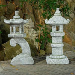 八女石 ミニサイズ ミニ灯篭 (橋山) 六角木型 木彫脚六角笠