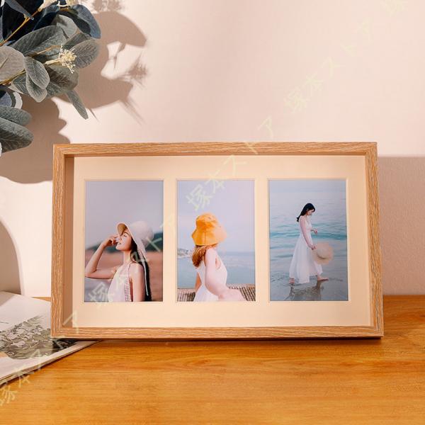 おしゃれな木製 ナチュラル 写真立て 写真立て フォトフレーム ポストカード 3枚 ナチュラル 木製...