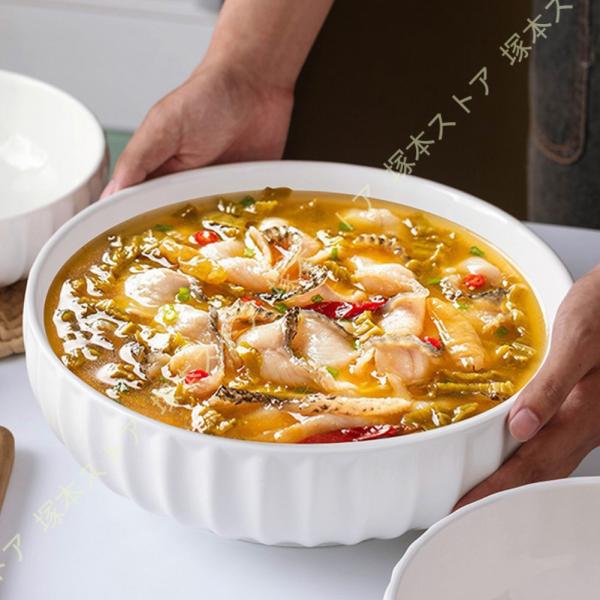 麺鉢 ラーメン鉢 陶器 北欧風 エンボス加工 碗皿 シンプル 鉢 スプーン 食器 ーメンボウル プレ...