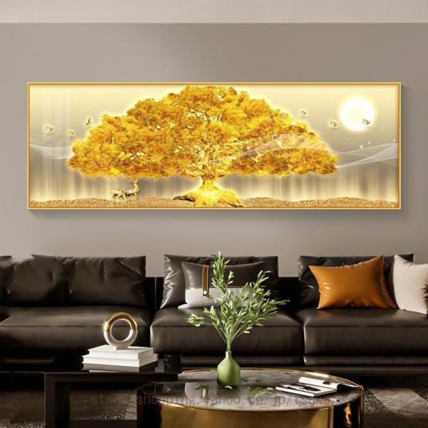 アートパネル インテリア 壁掛け ポスター ゴールド 金の木 風水 開運 絵画 玄関 寝室 リビング...