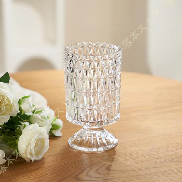 花瓶 フラワーベース ガラス おしゃれ 透明 小さい エレガント シンプル 北欧 広口 クリア チュ...