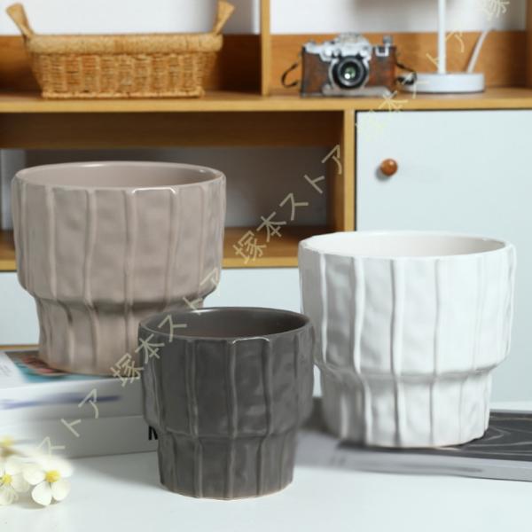植木鉢 プランター 北欧 底穴付き トレイ付き 鉢ポット セラミック製 ポット クリエイティブ シン...