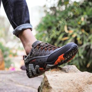 大きいサイズ トレッキングシューズ メンズ レディース ハイキングシューズ 防水 ローカット 黒/グレー 登山靴 幅広 レースアップ 防滑 通気性 耐磨耗