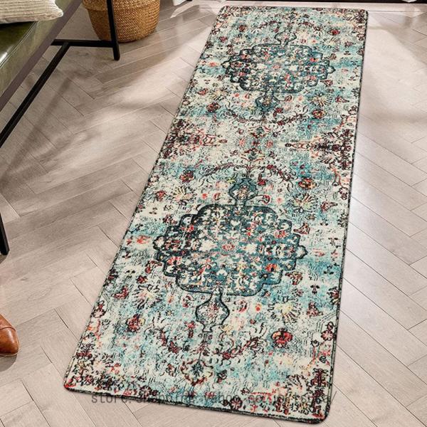カーペット ヴィンテージ 花柄 ラグ マット洗える ベージュ 水色 紺色 薔薇柄 おしゃれ吸水速乾 ...