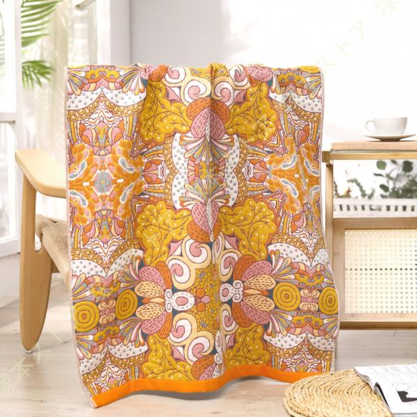 ガーゼタオル 花柄 80*160cm バスタオル 寝具 タオル ケット タオルケット ビーチタオル ...