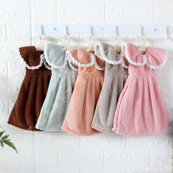 可愛い ドレスタオル フェイスタオル 吸水速乾 ハンドタオル ハンガー付きワンピース バスルーム キ...