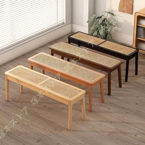 ダイニングベンチ 幅80cm 無垢 玄関 ベンチ ラタン チェア 木製 ラタンチェア 食卓椅子 ベン...