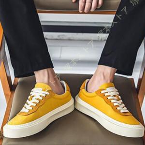メンズ スニーカー イエロー 24.5cm〜29.0cm 靴 シューズ 防滑 通勤