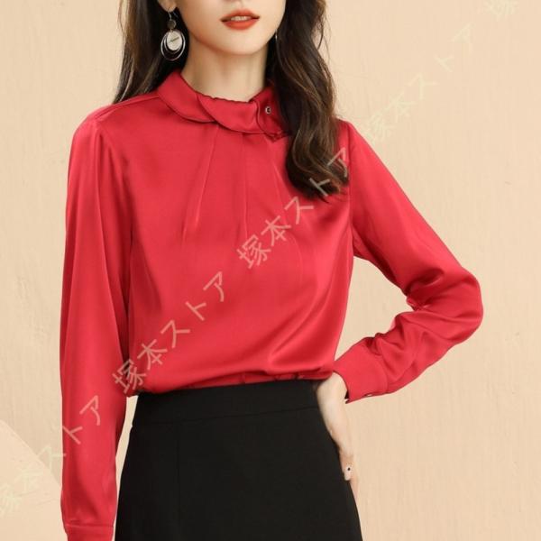 シャツ ブラウス 長袖 ハイネックブラウス 個性 パフスリーブ トップス ファッション ゆったり ブ...