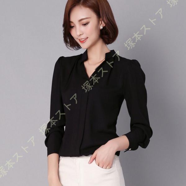 シフォン シャツ 通勤 長袖 春夏秋冬 レディース OL オフィス フォーマル ブラウス セクシー ...