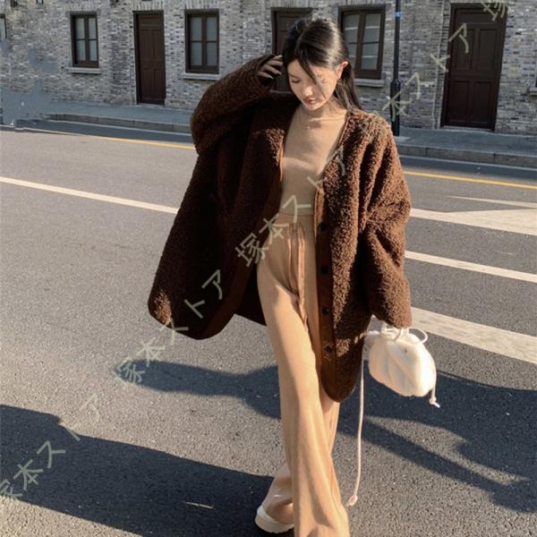 ボアジャケット レディース 無地 もこもこ 秋冬 ボアブルゾン フワモコ ボアコート 防寒 防風 フ...