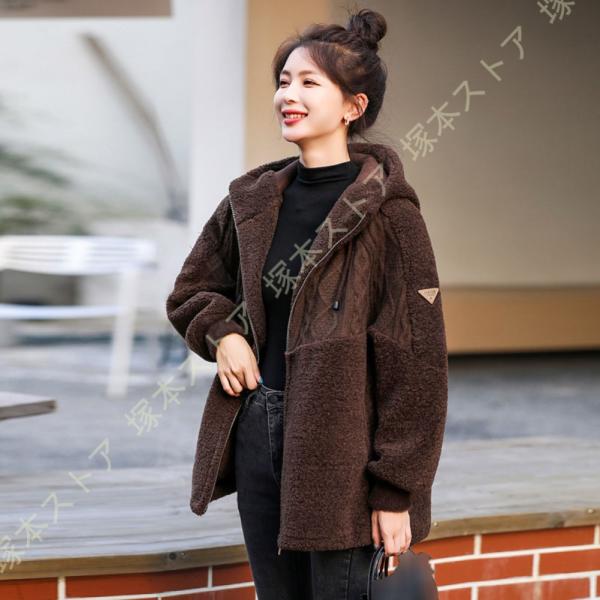 ボアブルゾン ボアジャケット フード付き ボアコート ボア ブルゾン ジャケット コート アウター ...