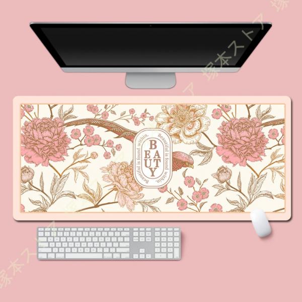 デスクマット 光学式マウス対応 花柄 超大型 マウスマット キーボードマット パソコンマット 可愛い...