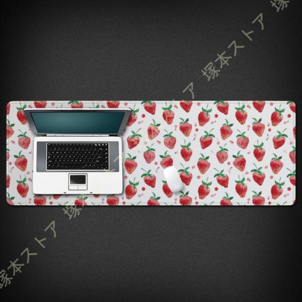 大型 マウスパッド 可愛い キーボードマット いちご柄 幾何学模様 ゲーミングマウスパッド 超大 撥...