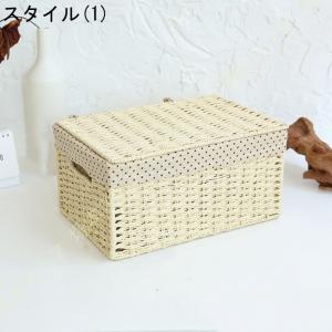 収納バスケット 蓋付き 洗える バスケット 籐...の詳細画像1