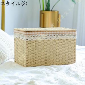 収納バスケット 蓋付き 洗える バスケット 籐...の詳細画像3