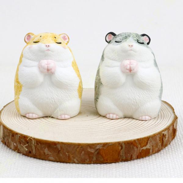 ガーデニング置物 ガーデンオーナメント ハムスターおきもの 卓上 オフィス アニマル かわいい オブ...