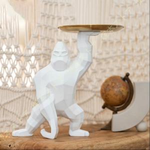 ゴリラ 91cm シルバー オブジェ 特大 置物 コング オーナメント リアル