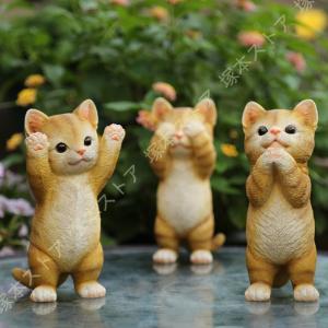 猫の置物 グレー御影石 高さ25.5cm みかげ石 アメリカンショートヘア