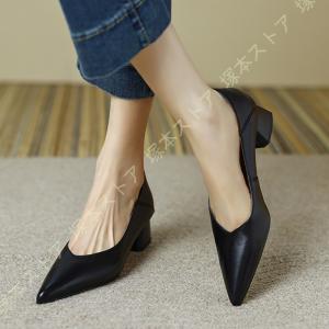 バックルポインテッドトゥパンプス PUMPS バックル付きパンプス黒