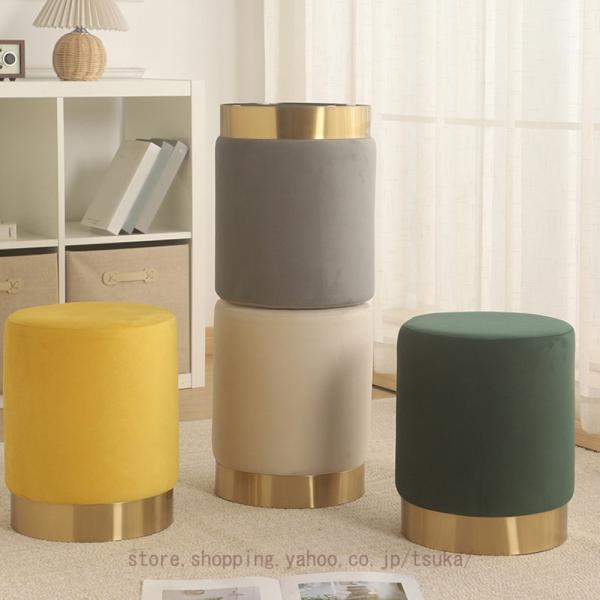 スツール ベルベット調 ラウンドスツール 丸椅子 チェア 椅子 いす ドレッサー ドレッサーチェア ...