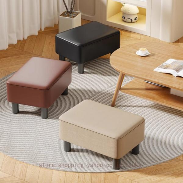 足置き プチスツール 耐荷重80kg 脚付き 滑り止め PUレザー ソファスツー リビング/玄関/寝...
