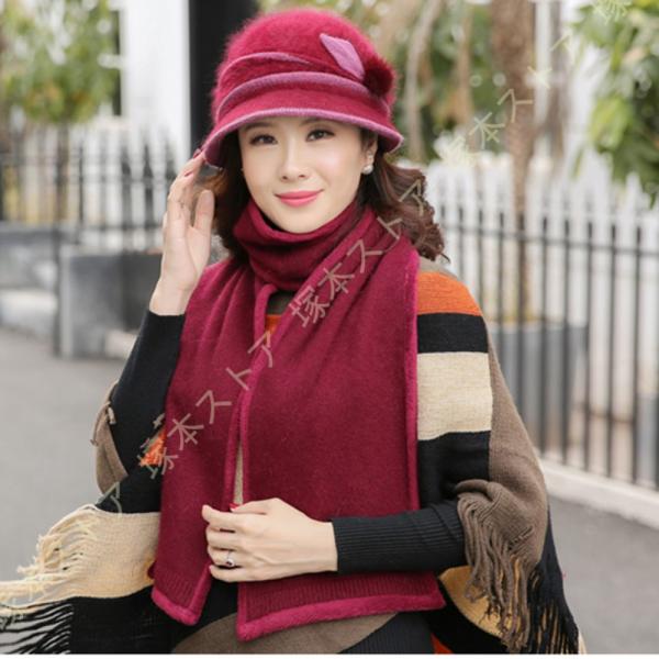 ニット 帽子 レディース 防寒 裏ボア 暖かい うさぎの毛 ファー 中高年 お母さん おばあちゃん ...