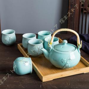 煎茶道具 煎茶器セット 信楽焼き 高橋楽斎作 湯のみ 5客 宝瓶 急須 湯