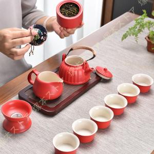 煎茶道具 煎茶器セット 信楽焼き 高橋楽斎作 湯のみ 5客 宝瓶 急須 湯