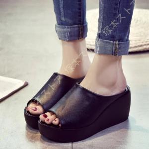 ヒール7.5cm ウェッジ サンダル 美脚 コンフォートサンダル オフィスサンダル ミュール レディース 黒 外履き サンダルミュール つっかけ サボサンダル