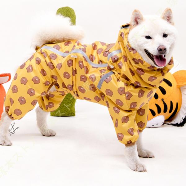 犬 カッパ 中型犬 レインコート 夜間反射 犬用 ペット雨具 優れ素材 ポンチョ 完全防水 リード穴...