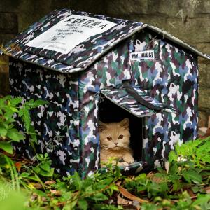 屋外用キャットハウス スチール製ガーデンキャットハウス