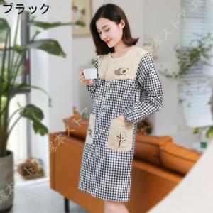 エプロン 女性用 チェック柄 おしゃれ チェッ...の詳細画像1