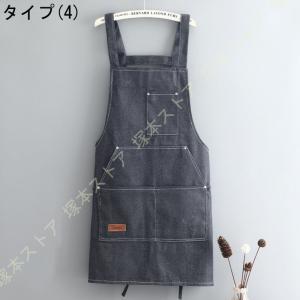 デニム H型エプロン おしゃれ 多機能ポケット...の詳細画像4