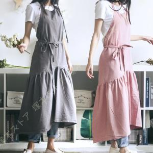 エプロン 女性用 おしゃれ フリル かわいい 大人 エプロン 首掛け 前結び ワーク エプロン レディース オシャレ プレゼント ロングエプロン