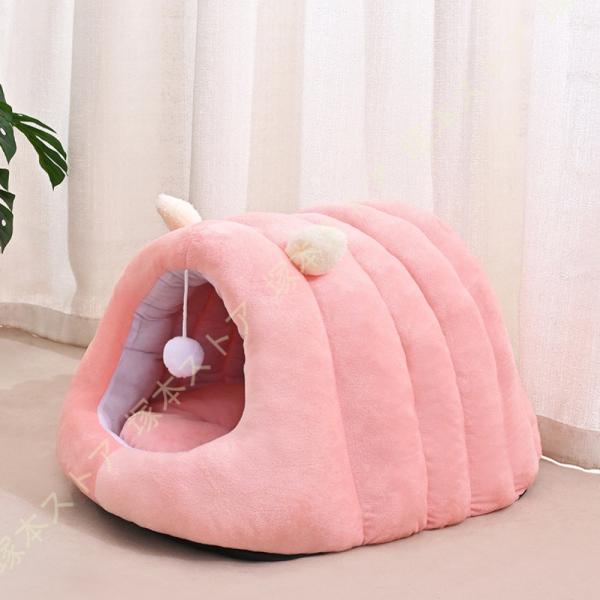 犬 猫 ベッド ペットベッド ドーム ハウス マット ペットベッド 冬 折りたたみ クッション付き ...