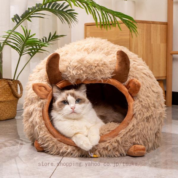 ペットベッド 犬 猫 ベッド 冬 ドーム ハウス おしゃれ 洗える 暖かい ふわふわ もこもこ 犬用...