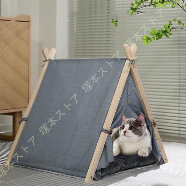 キャットハウス 2WAY 洗える 通気性 快適 ペットテント 猫 テント オールシーズン対応 猫 ベ...
